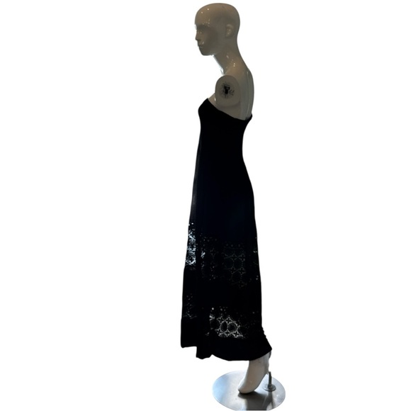 Chelsea 28 Farrah Smocked Cover-Up Black Strapless Crochet Maxi Dress Size M - Picture 6 of 16